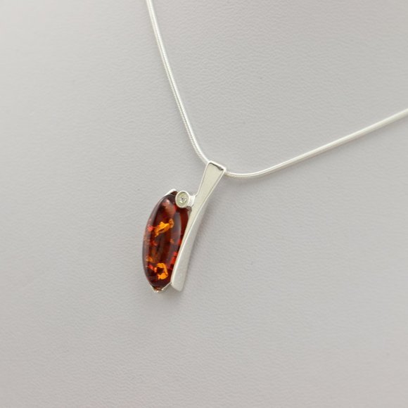 Jewelry - Sterling silver necklace with natural Baltic amber, 925 sterling silver necklace